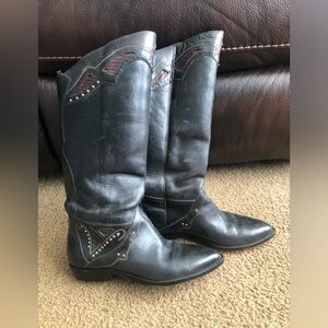 Circle S Sphere Women’s Western Black/Dark Choco Leather Boot SZ 7 Cowboy Brazil